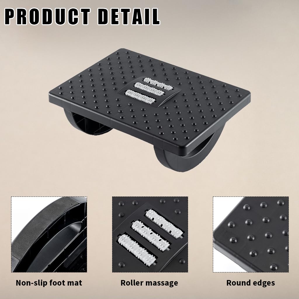 HASTHIP Foot Rest Under Desk Multifunction Swingable Foot Rest for Office Chair Ergonomic Foot Stool with Massage Texture and Roller Relieve Stiffness, Numbness Promote Leg Circulation HASTHIP Foot Rest Under Desk Multifunction Swingable Foot Rest for Office Chair Ergonomic Foot Stool with Massage Texture and Roller Relieve Stiffness, Numbness Promote Leg Circulation